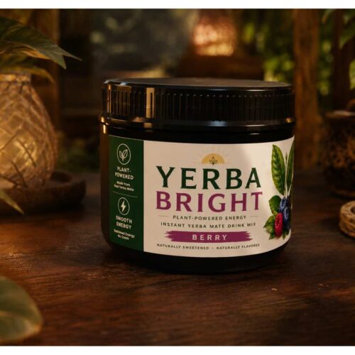 Yerba Bright – Instant Yerba Mate Drink Mix – Berry Lemonade Flavor – 20 Serving Jar