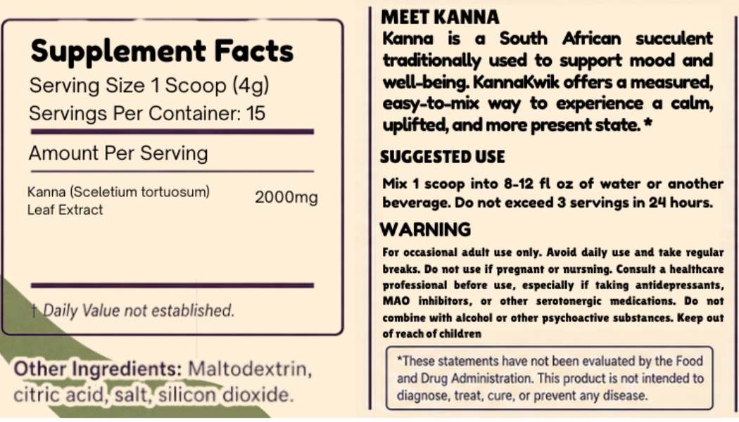 *COMING SOON - PREORDER NOW!* KannaKwik - Instant Kanna Uplifting Drink Mix - Unflavored - 15 Serving Jar - Image 3
