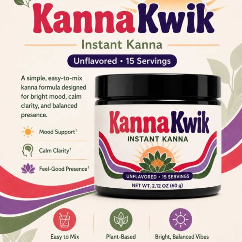 *COMING SOON – PREORDER NOW!* KannaKwik – Instant Kanna Uplifting Drink Mix – Unflavored – 15 Serving Jar